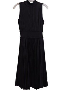 Nanette Lepore dress sz 6 party occasion black high neck pleated accordion skirt